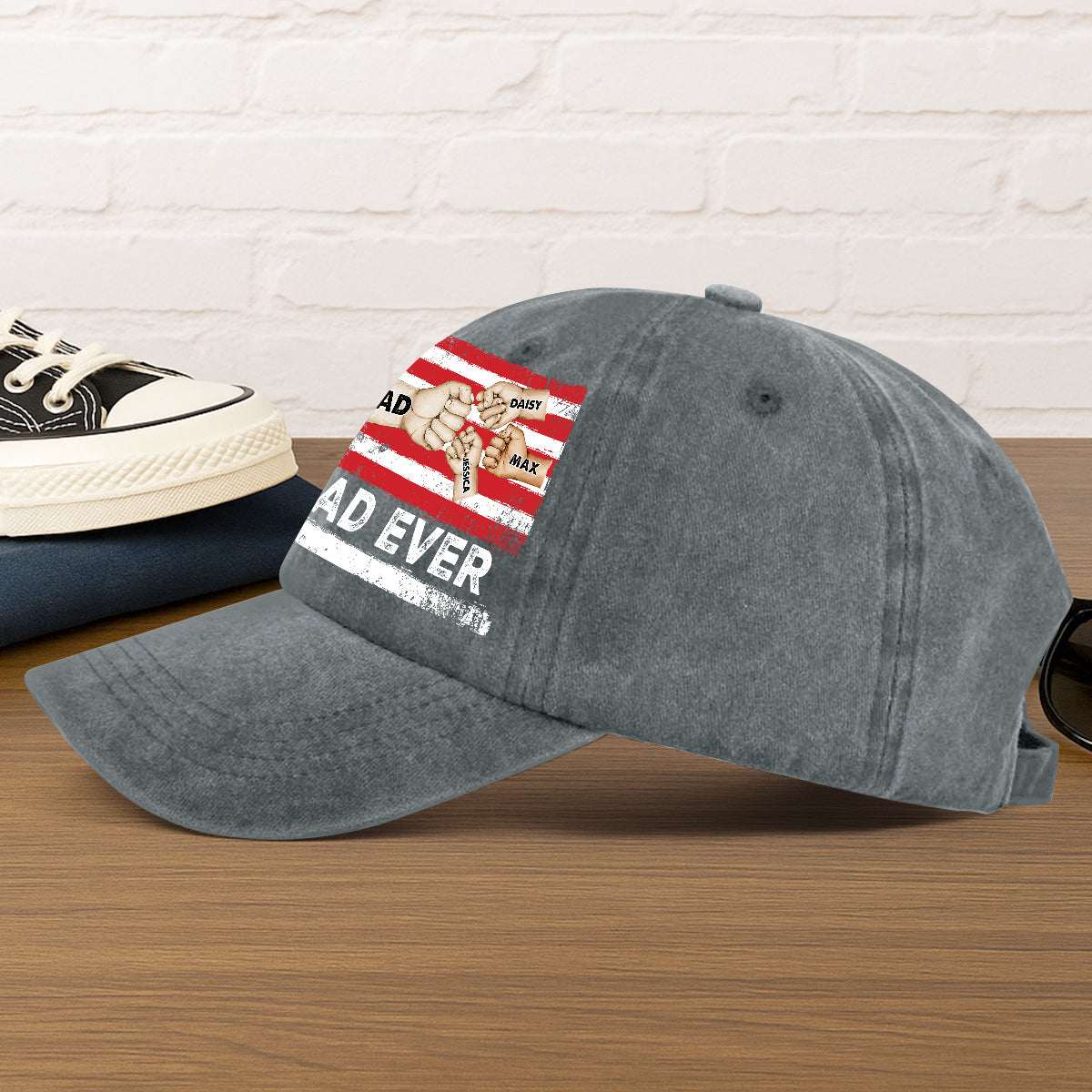 Best Dad Ever | Personalized Vintage Washed Denim Cap