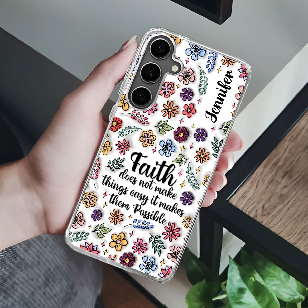 Faith Does Not Make Things Easy | Personalized Clear Silicone Phone Case
