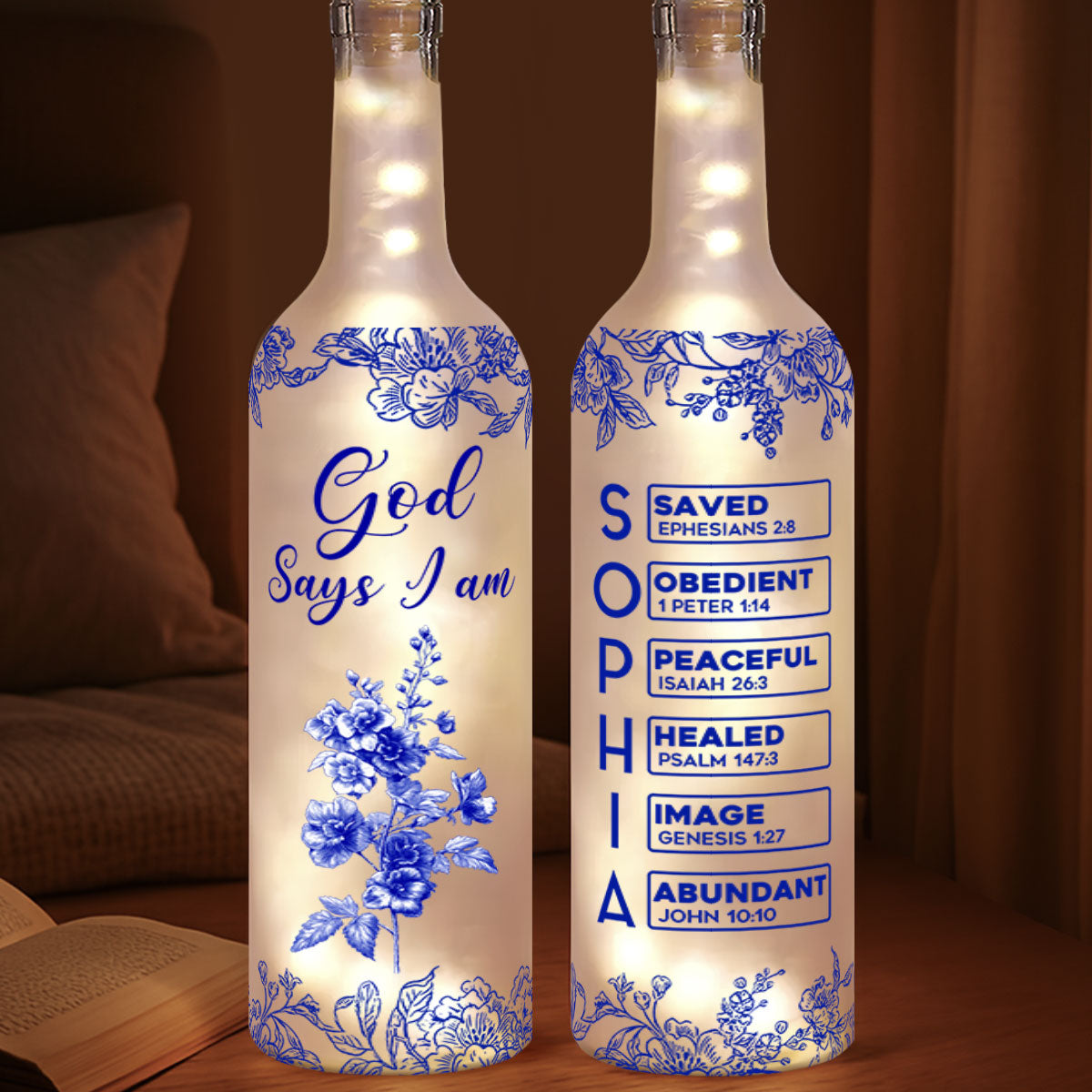 God Says I Am | Personalized Bottle Lamp