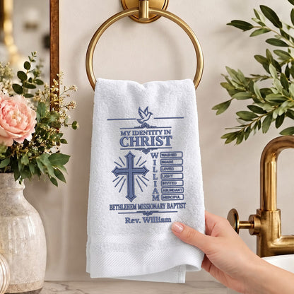 Chosen And Redeemed In Christ | Personalized Embroidered Fingertip Towel