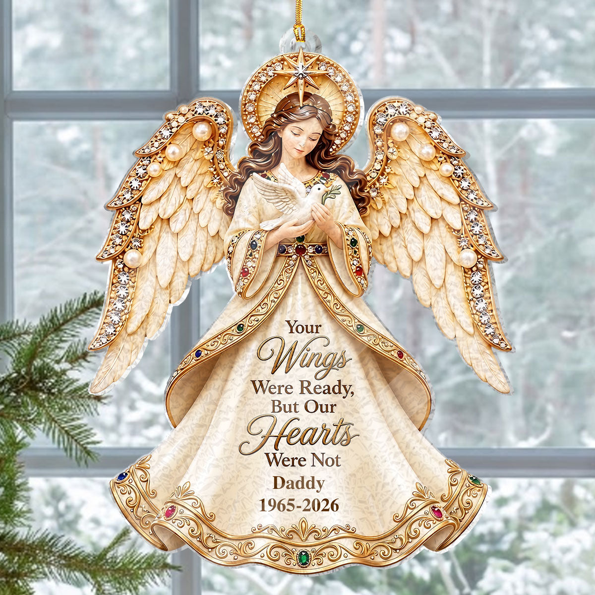 Those We Love Don't Go Away, They Walk Beside Us Every Day | Personalized Custom Shaped Stained Glass Ornament
