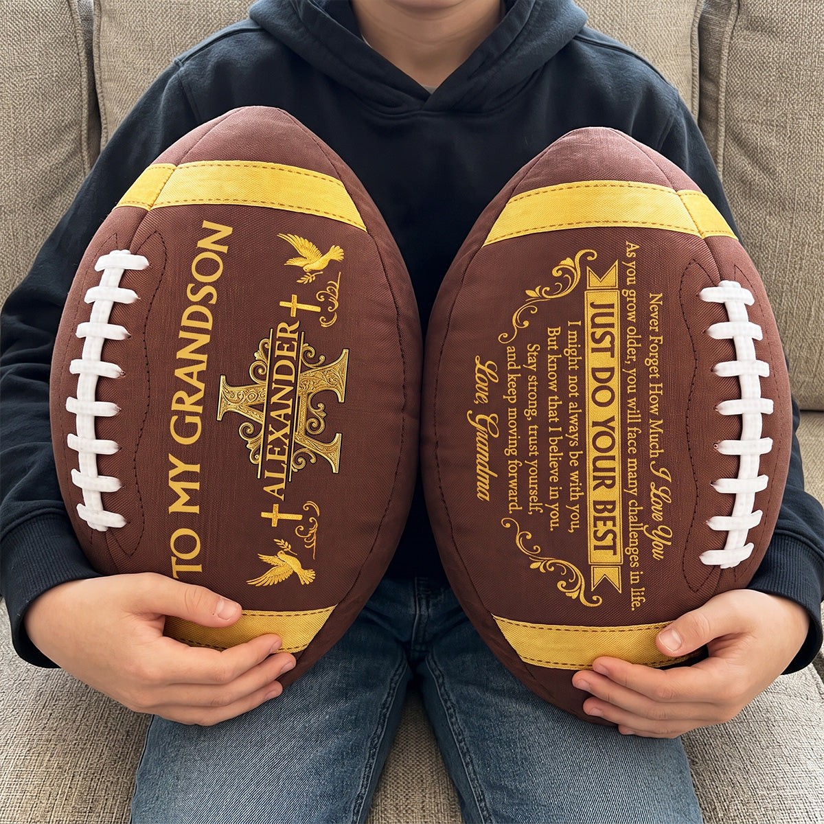 To My Grandson | Personalized Custom Shaped Pillow 2 Side Print