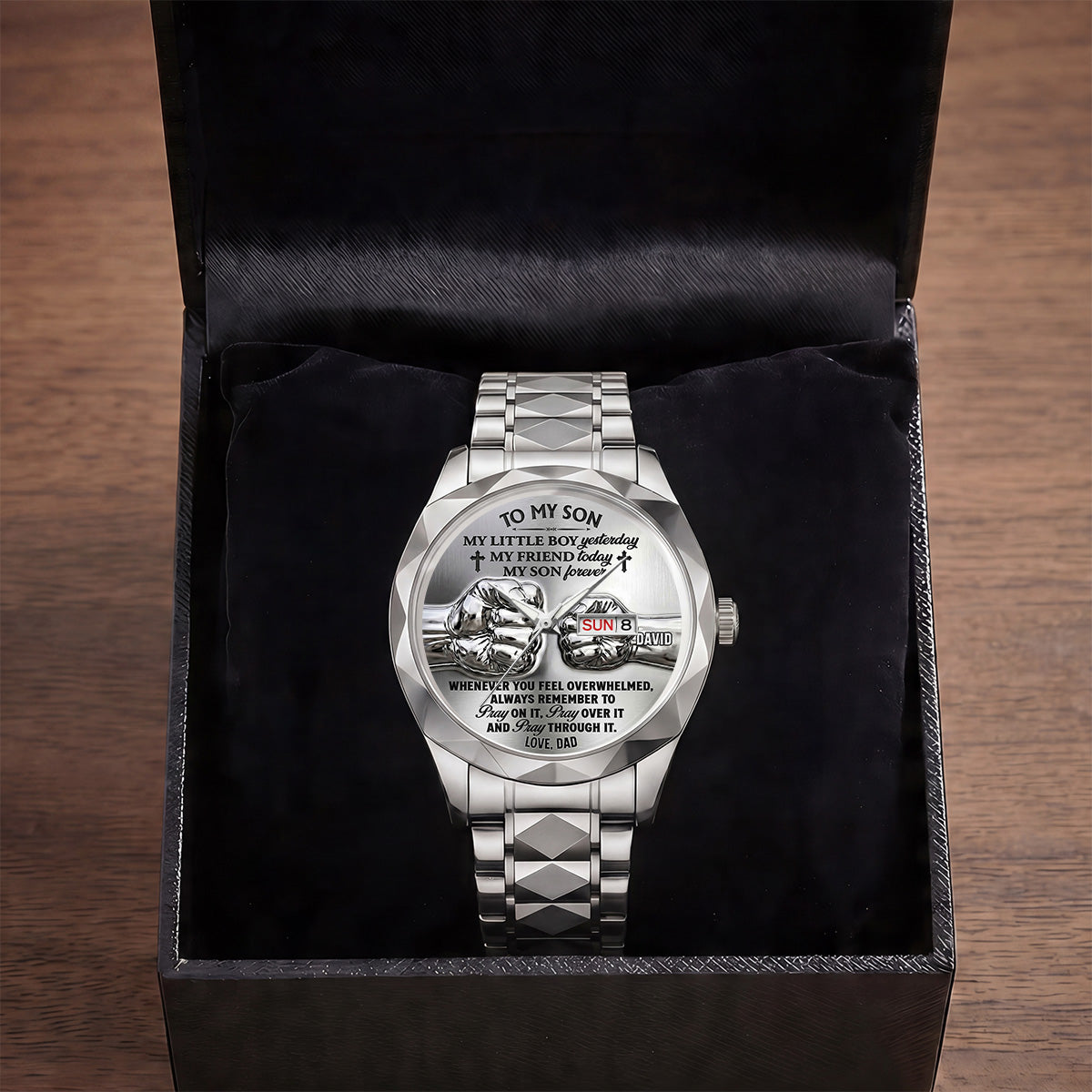 Pray On It Pray Over It Pray Through It | Personalized Men's Wrist Watch