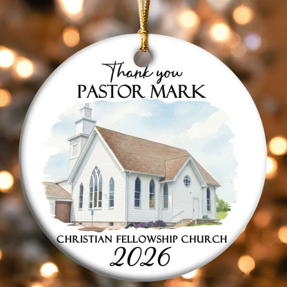 Thank You Pastor | Personalized Round Shaped Ceramic Ornament