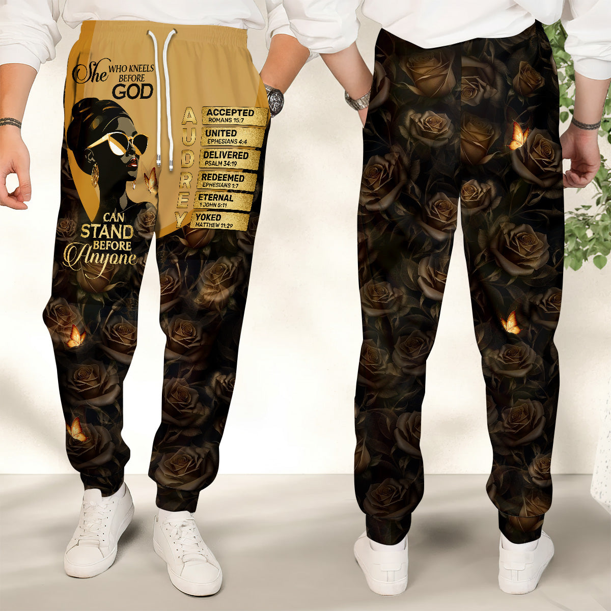 She Who Kneels Before God Can Stand Before Anyone | Personalized Sweatpants