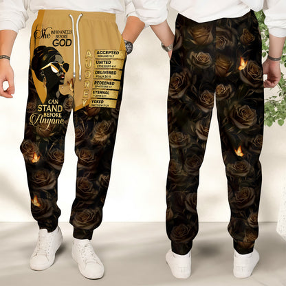 She Who Kneels Before God Can Stand Before Anyone | Personalized Sweatpants
