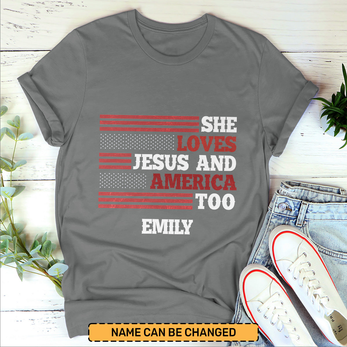 She Loves Jesus And America Too | Personalized 2D Unisex T-shirt
