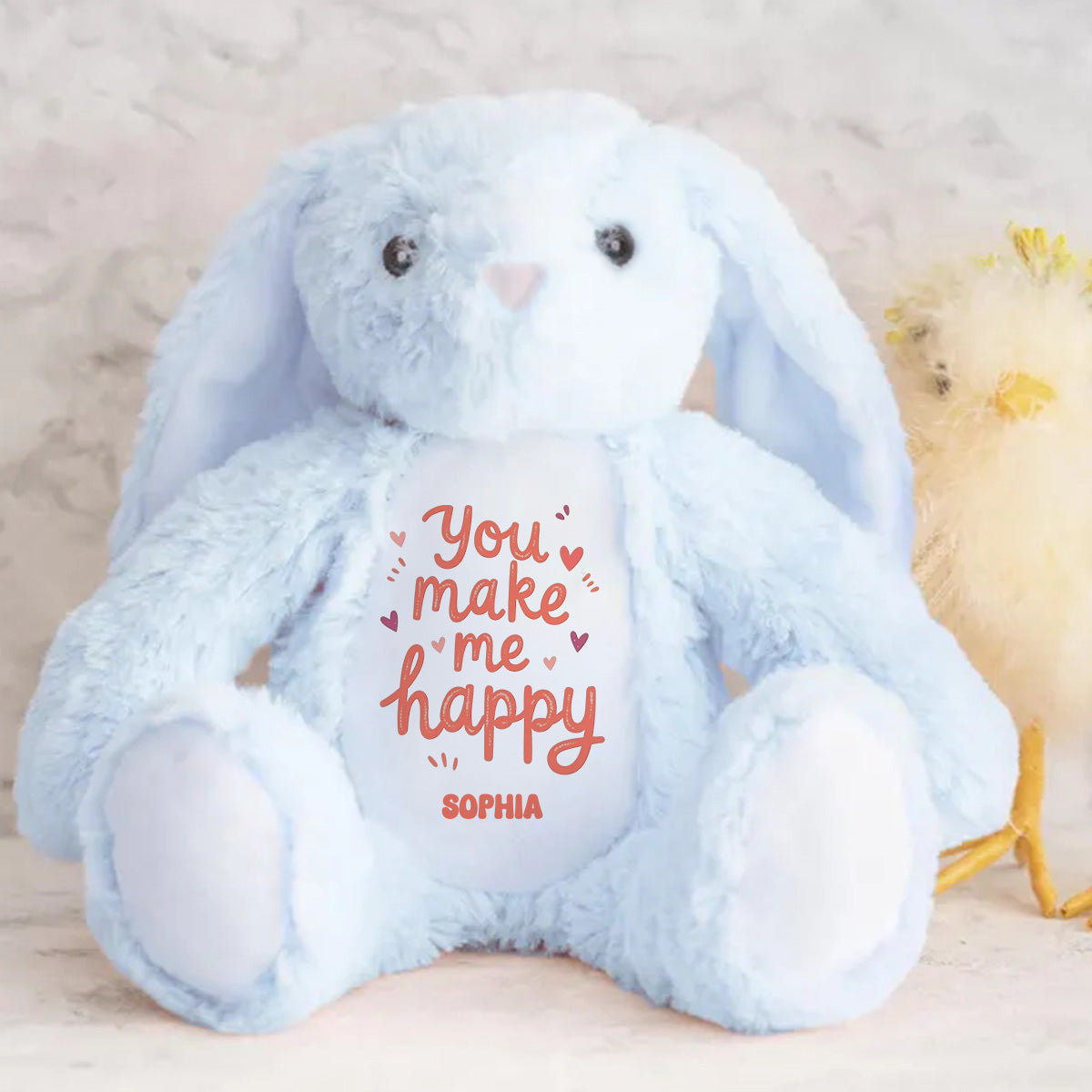 You Make Me Happy | Personalized Stuffed Bunny