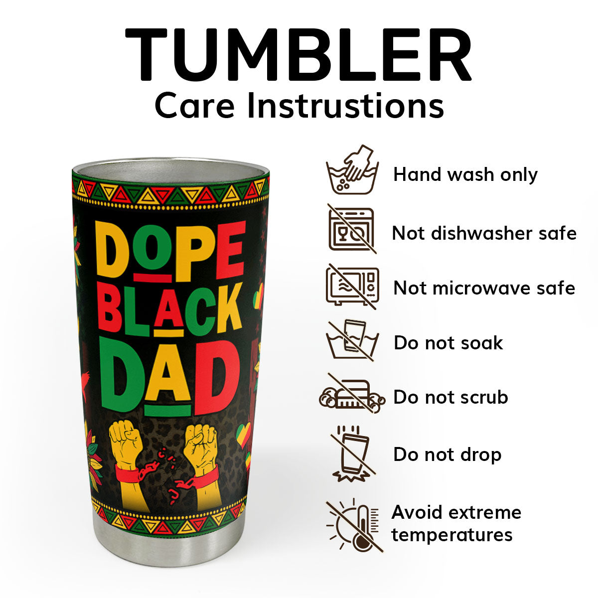 Dope Black Dad/Father | Personalized Stainless Steel Tumbler JSSSTH875