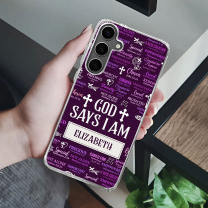 God Says I Am | Personalized Clear Silicone Phone Case