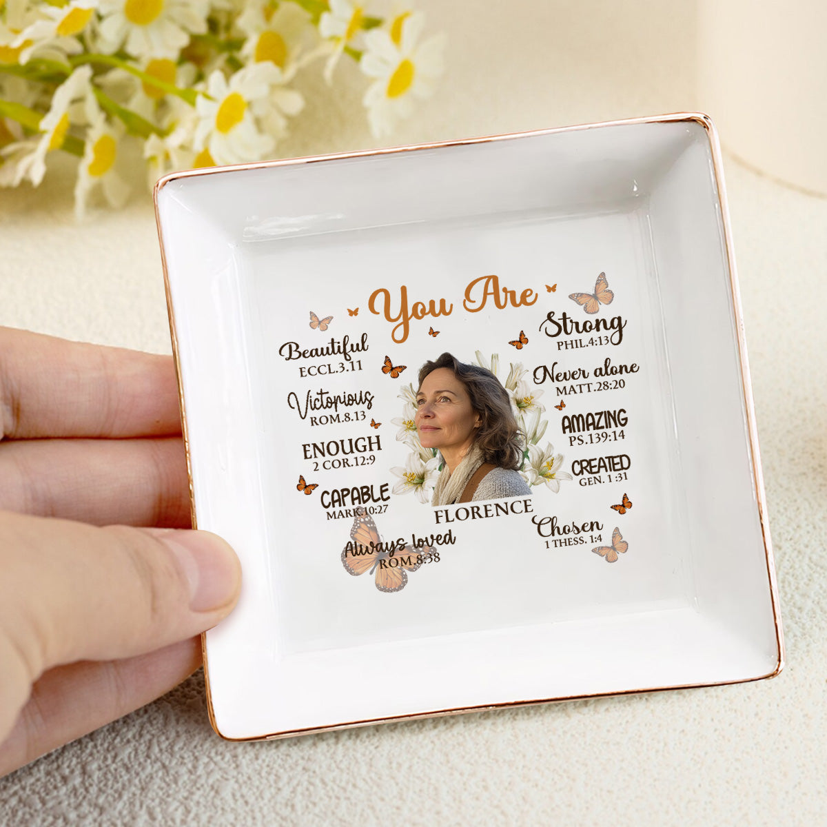 You Are Beautiful Victorious Affirmation | Personalized Jewelry Dish JSJDPPA2832T