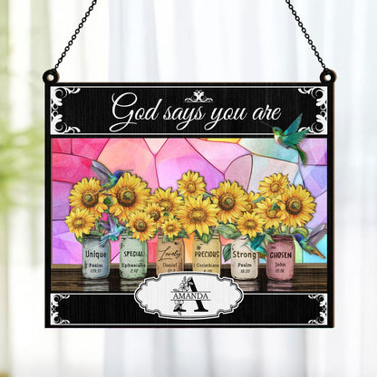 Your Name God Says You Are | Personalized Window Hanging Suncatcher JSWHSCLPA1665L