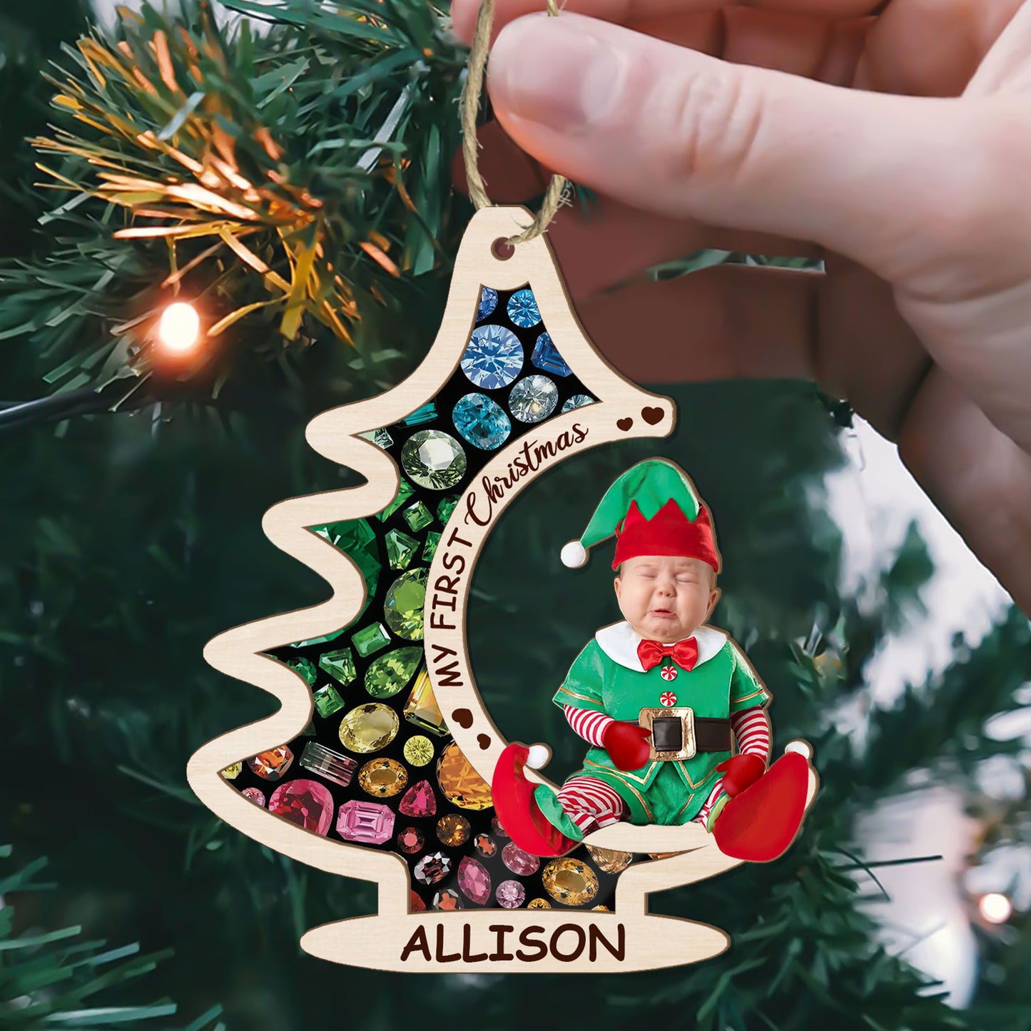 My First Christmas | Personalized Wood & Acrylic Ornament JSWAOPN2687T