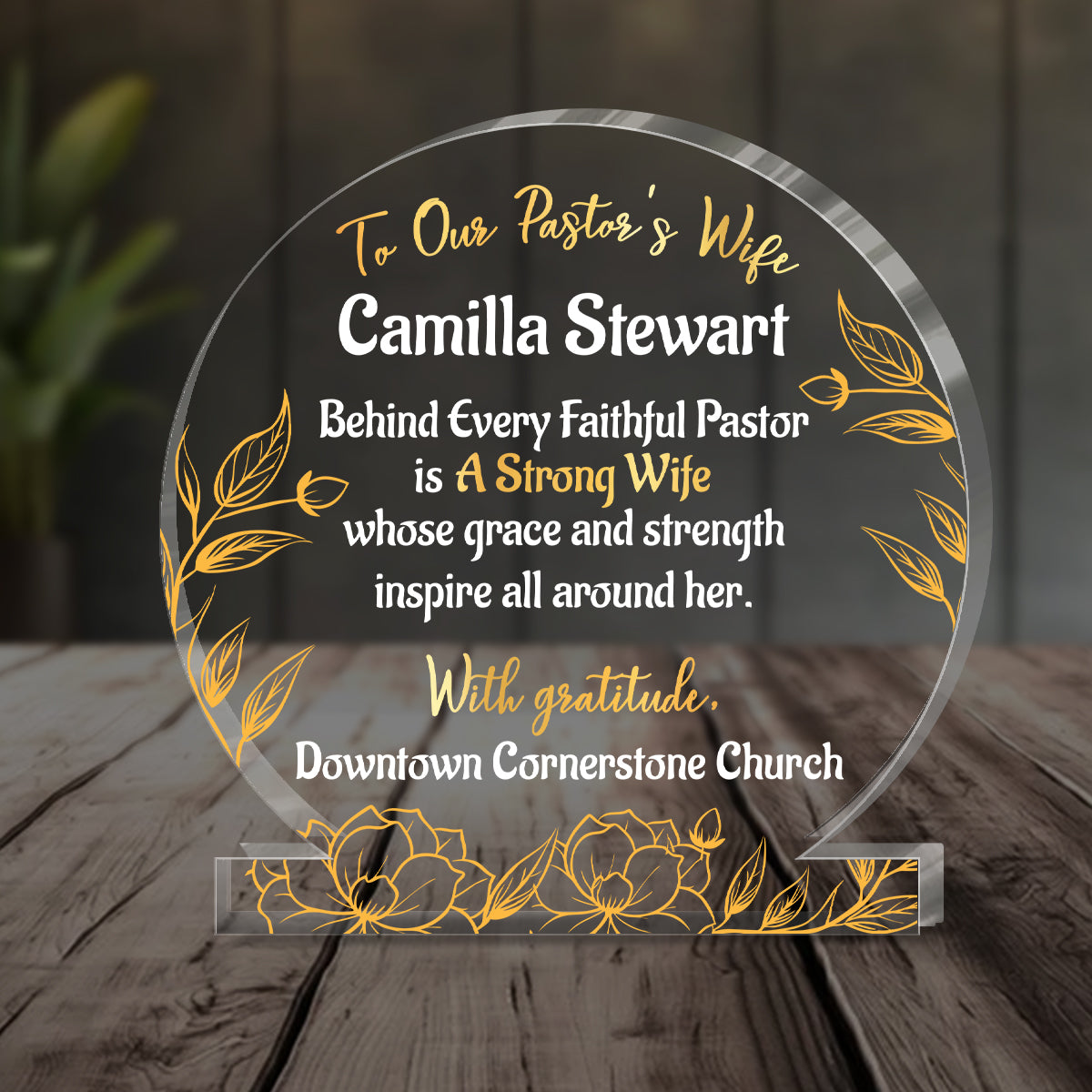 Behind Every Faithful Pastor | Personalized Custom Shaped Squared Acrylic Plaque