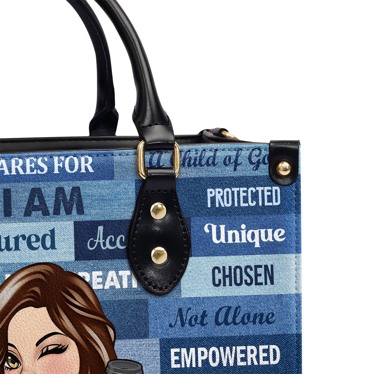 I Am | Personalized Leather Handbag JSLHBPH1348L