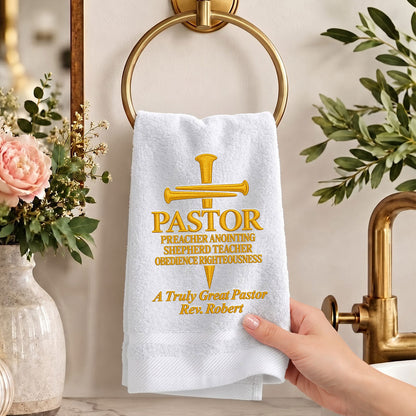 Honoring A Faithful Servant Pastor | Personalized Embroidered Fingertip Towel