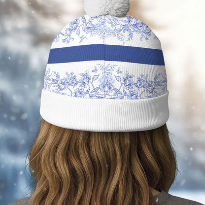 God Says I Am Toile De Jouy Style | Personalized Bobble Beanie Hat