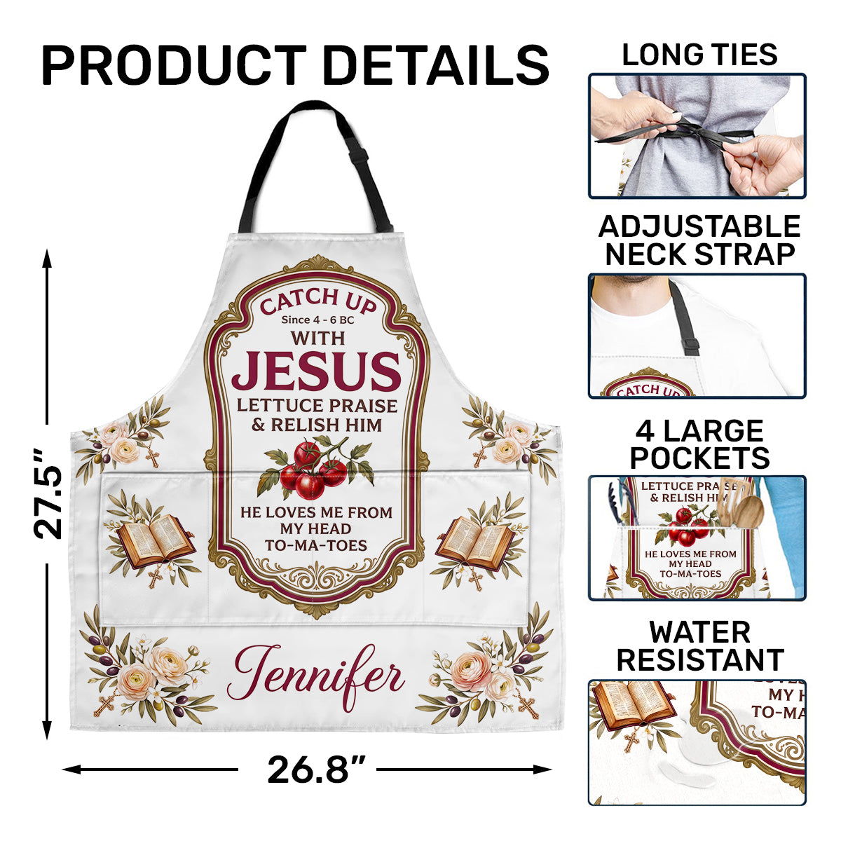 He Loves Me From My Head To My Tomatoes | Personalized Apron With Pocket