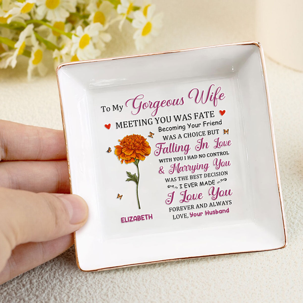 To My Gorgeous Wife | Personalized Jewelry Dish