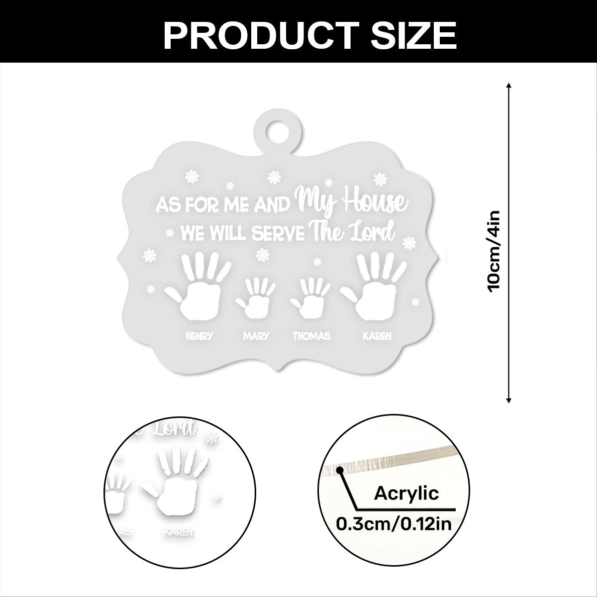 As For Me And My House Family Handprints | Personalized 1-Side Acrylic Ornament JSACOHLPA2631TA