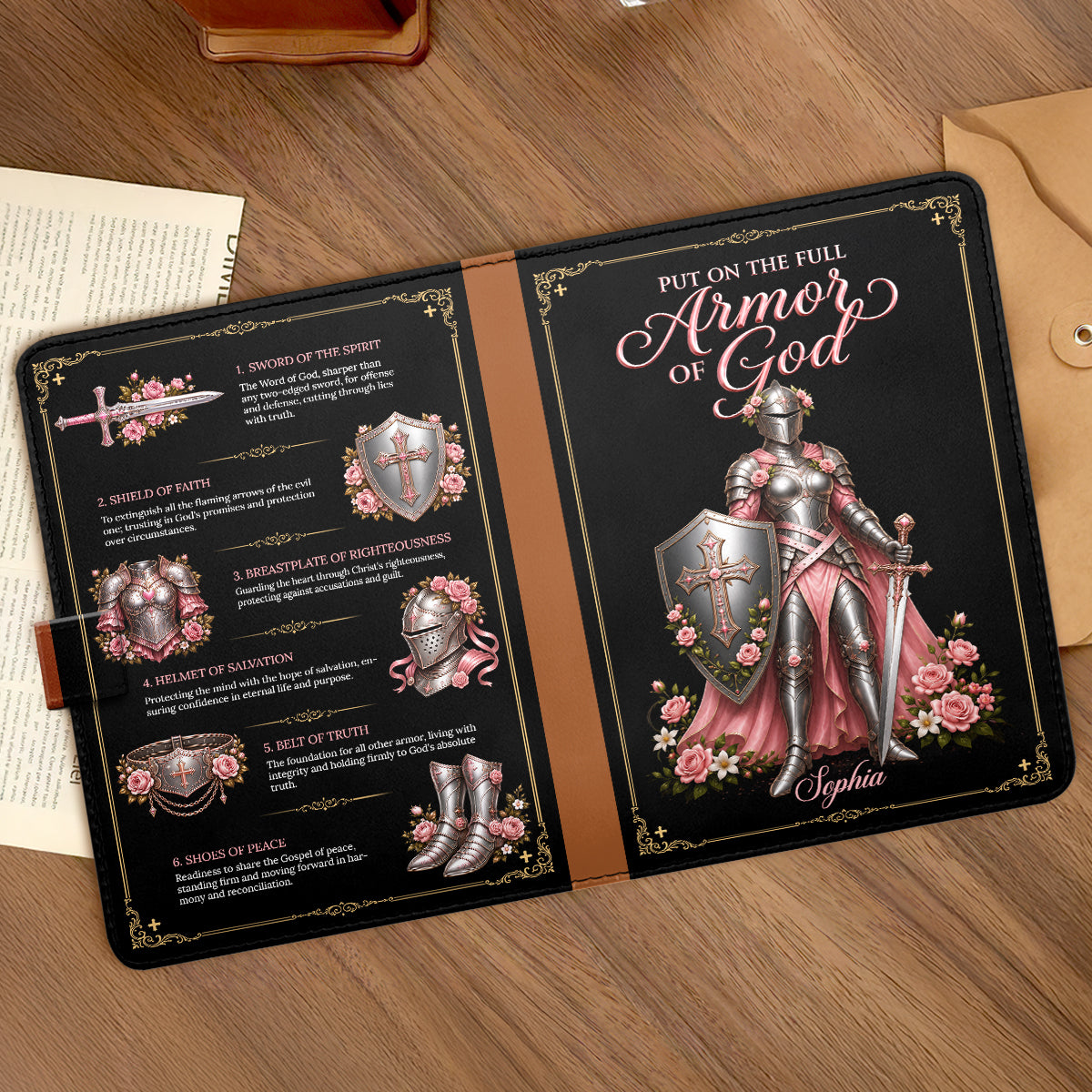 Put On The Full Armor Of God | Personalized Leather Notebook & Pen Set