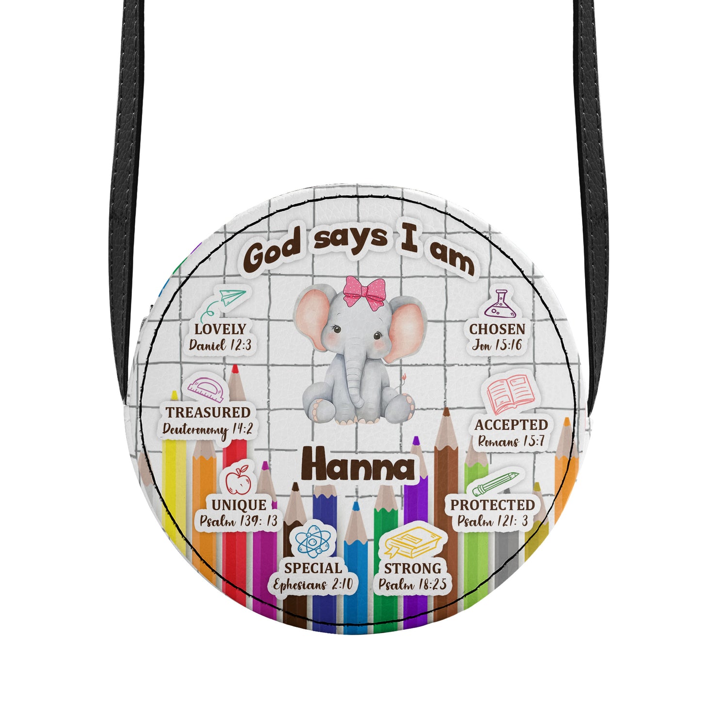 God Says I Am Child | Personalized Kid Round Purse JSCRBPT1122M