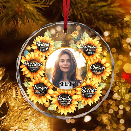 God Says I Am | Personalized 1-Side Round Glass Ornament JSURGOPPH1702L
