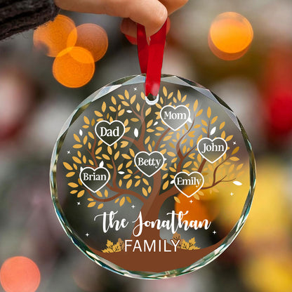 Family Tree A Family's Legacy Of Love | Personalized 1-Side Round Glass Ornament JSURGOPHLL2661T