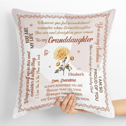 To My Daughter/Granddaughter Birth Month Flowers | Personalized Crystal Velvet Pillow