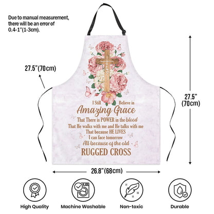Jesuspirit | Apron With Neck Strap | Flower And Cross | I Still Believe In Amazing Grace A15