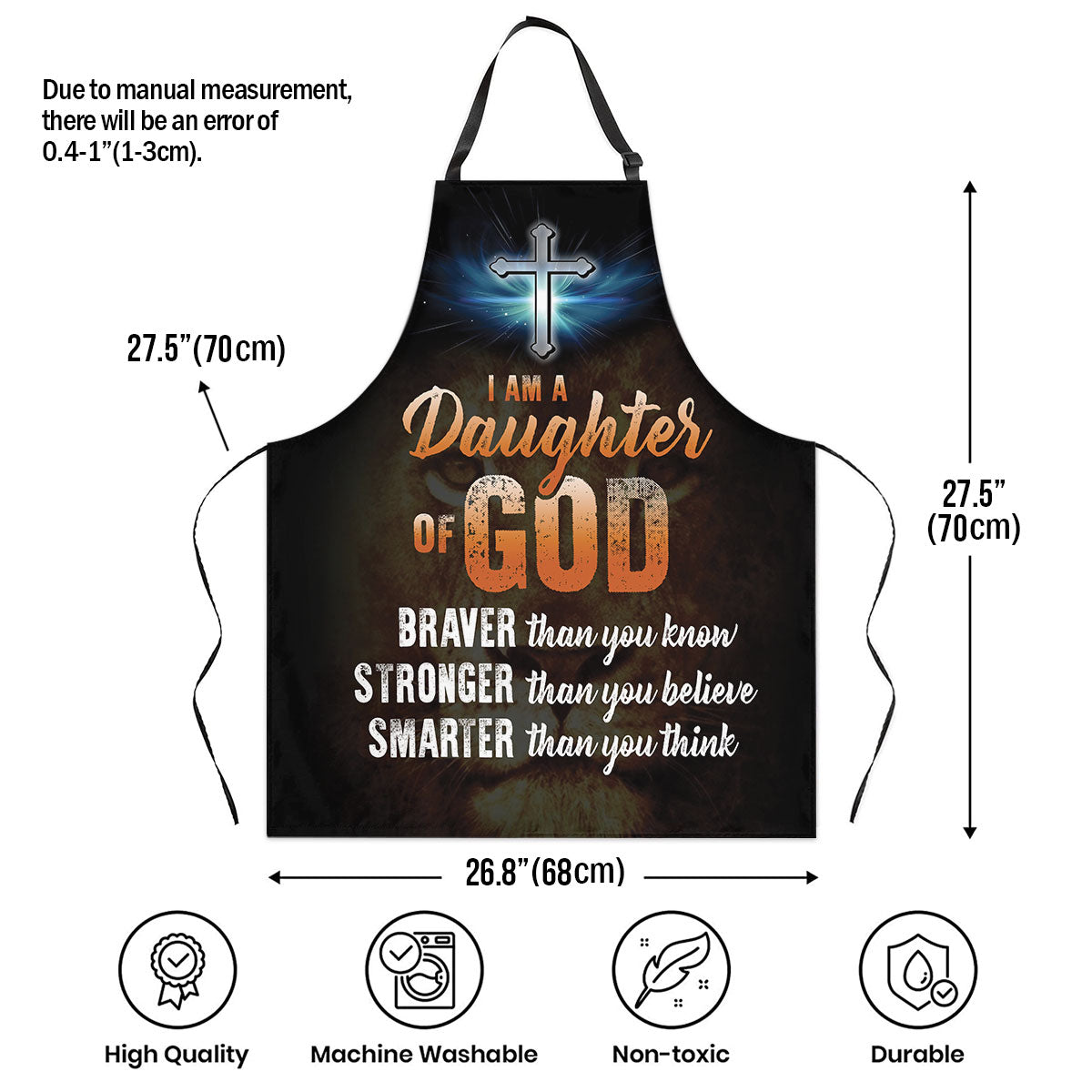 Apron With Neck Strap | Lion And Cross | I Am A Daughter Of God