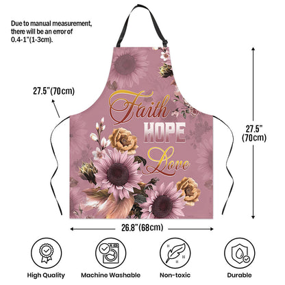 Jesuspirit | Faith Hope Love | Pink Apron With Neck Strap | Useful Gift For Christian People AHM16