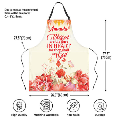 Jesuspirit | Blessed Are The Pure In Heart | Flower And Butterfly | Matthew 5:8 | Personalized Apron With Neck Strap APRM652