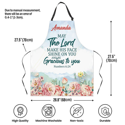 Jesuspirit | May The Lord Make His Face Shine On You | Numbers 6:24 | Personalized Flower Apron With Neck Strap APRM653