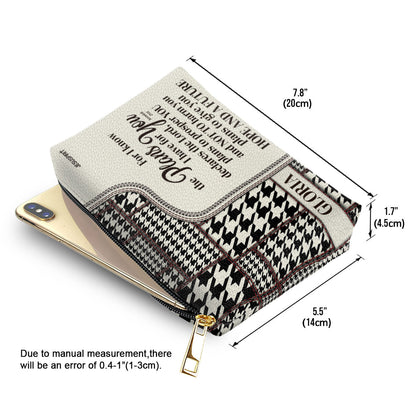 Jesuspirit | Zipper Personalized Pattern Leather Pouch | For I Know The Plans I Have For You | Jeremiah 29:11 | Worship Gift For Her HIHN274A