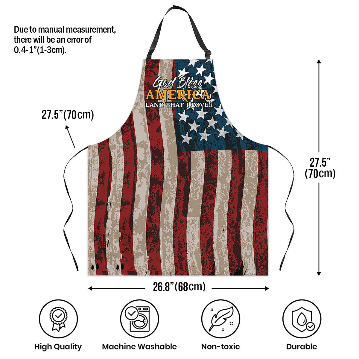 Jesuspirit | God Bless America | Inspirational Gift For Christians | Apron With Tie Back Closure HN115