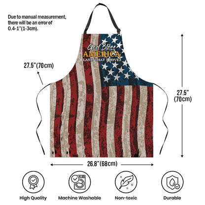 Jesuspirit | God Bless America | Inspirational Gift For Christians | Apron With Tie Back Closure HN115