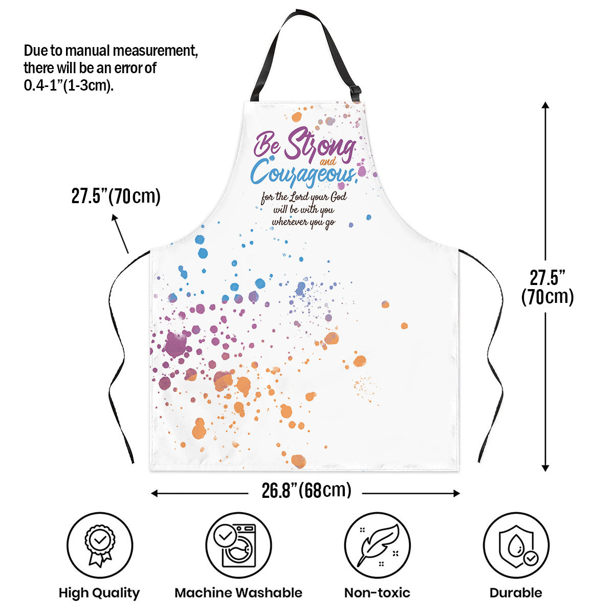 Jesuspirit | Be Strong And Courageous | Joshua 1:9 | Meaningful Gift For Christians | Apron With Tie Back Closure HN116