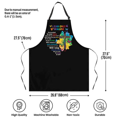 Jesuspirit Apron With Adjustable Neck Strap | Thoughtful Gift For Christians | I Can Only Imagine | Butterfly And Faith Cross HN157
