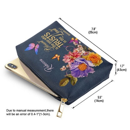 Jesuspirit | Personalized Leather Pouch | Spiritual Gift For Her | Blessed Is The Woman Who Trusts In The Lord | Jeremiah 17:7 LPM680