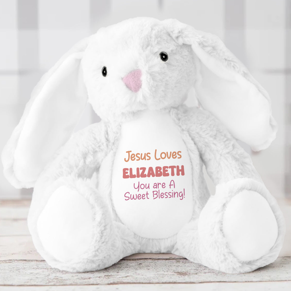 Jesus Loves Me - Personalized Stuffed Bunny