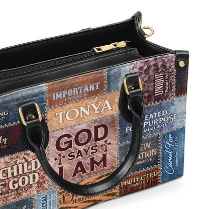 Jesuspirit | Personalized Leather Handbag With Zipper | God Says I Am LHBM793