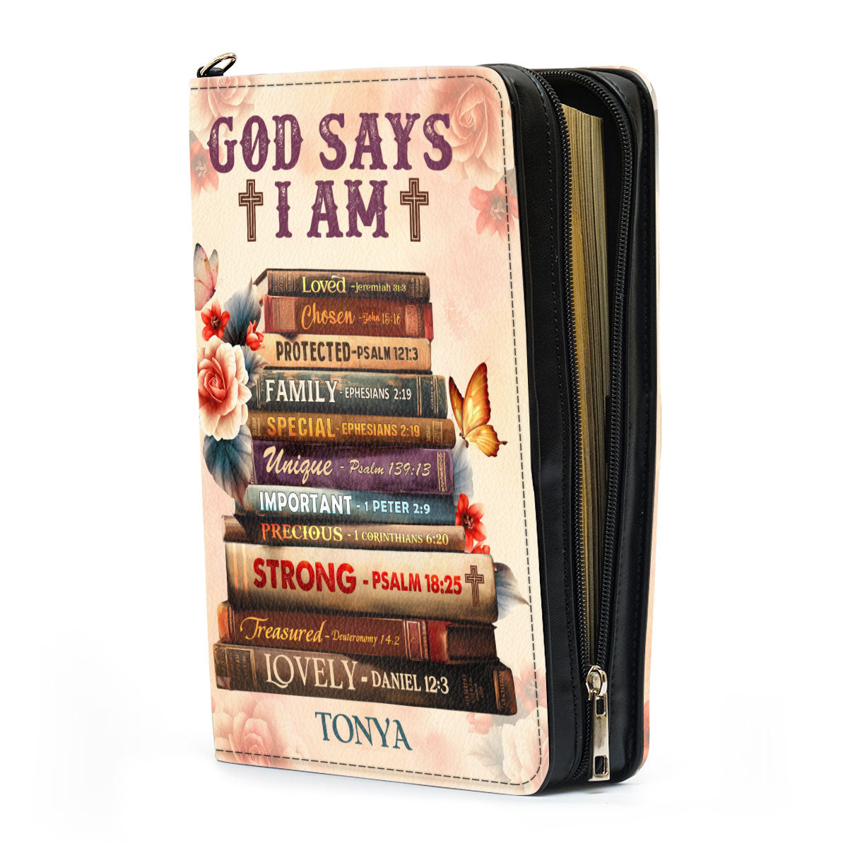 Jesuspirit | Personalized Leather Bible Cover | God Says I Am BCM778