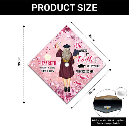 She Walked By Faith | Personalized Graduation Cap Topper