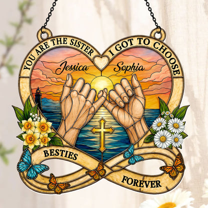 To My Bestie, Sister In Christ Birth Month Flower | Personalized Acrylic Suncatcher