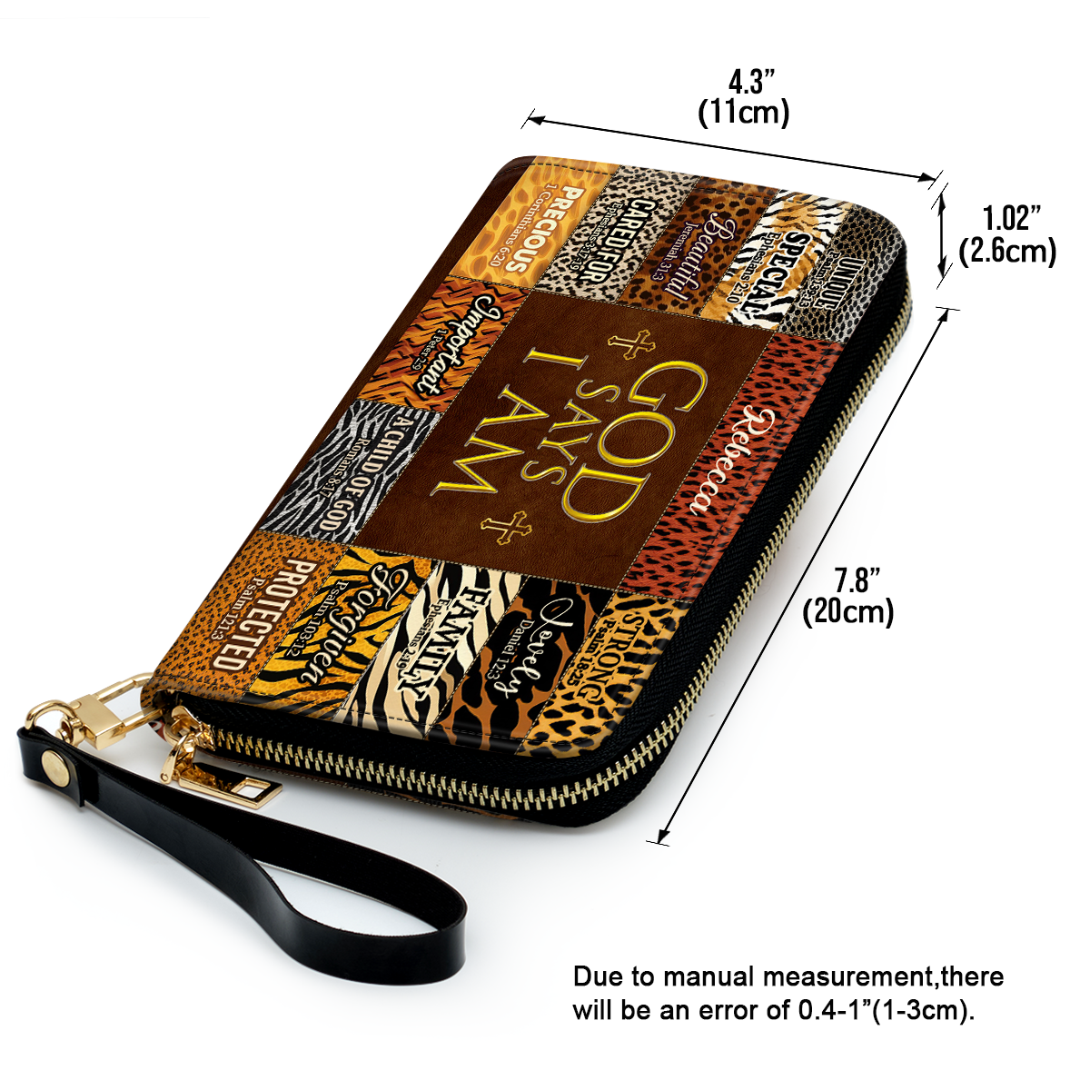 Jesuspirit | Personalized Leather Clutch Purse With Wristlet Strap Handle | Spiritual Gifts For Christian Women | God Says  I Am Unique CPM724