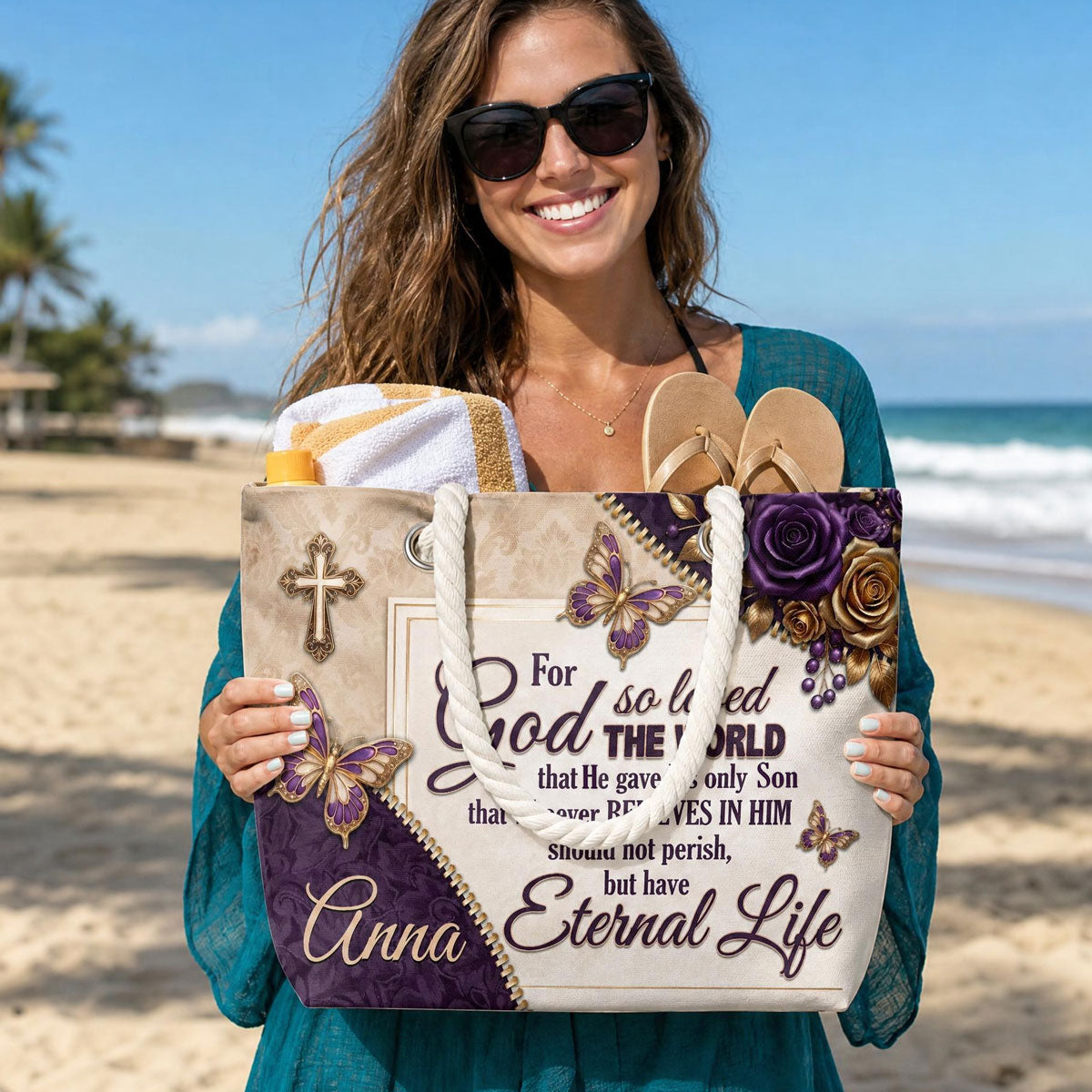 For God So Loved The World | Personalized Beach Bag