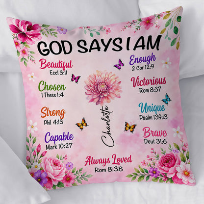 God Says I Am | Personalized Crystal Velvet Pillow