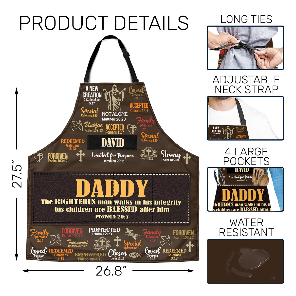 The Righteous Man  | Personalized Apron With Pocket