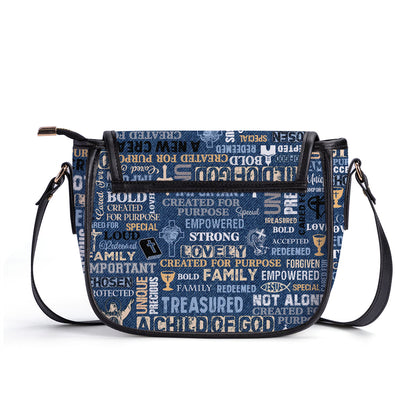 God Says I Am Empowered - Personalized Leather Saddle Bag LSBM776